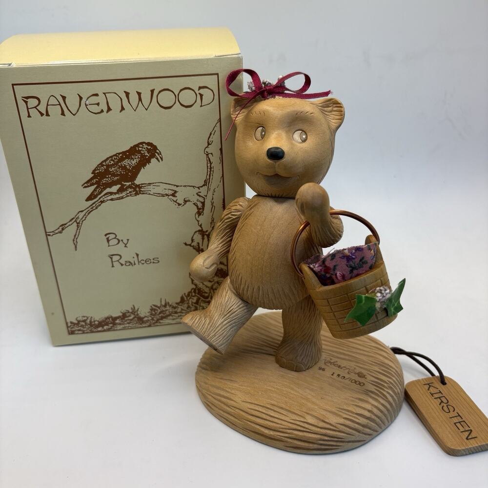 Robert Raikes Kirsten Bear Ravenwood 150/1000 Signed Wood Carved w/ Box & Tag